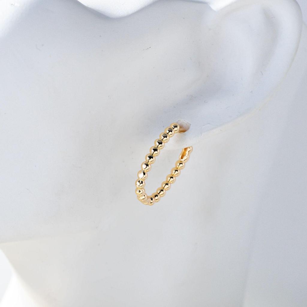 Korean-Style Copper Round Bead Earrings: Simple, Elegant Hoop Studs for Women