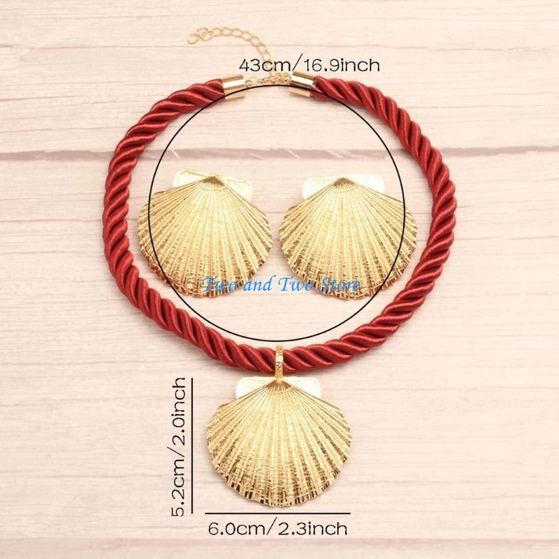 HX6F Shell Jewelry Set with Necklace and Earrings Handmade Accessories for Parties and Weddings Sophisticated Adorment