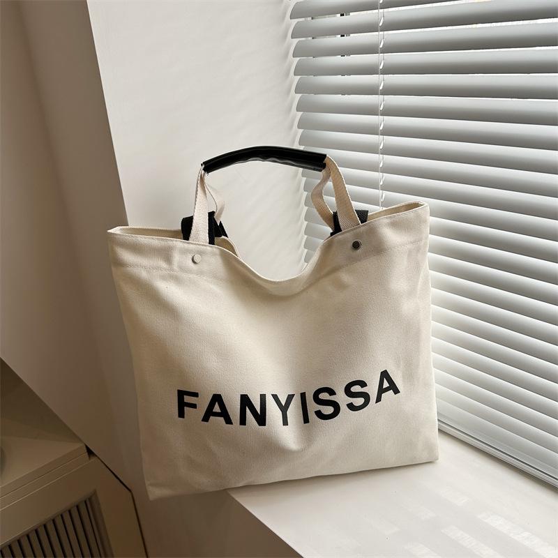 Simple Canvas Shoulder Bag New Casual Commuter Large Capacity Tote Bag Fashion Trendy Class Handbag