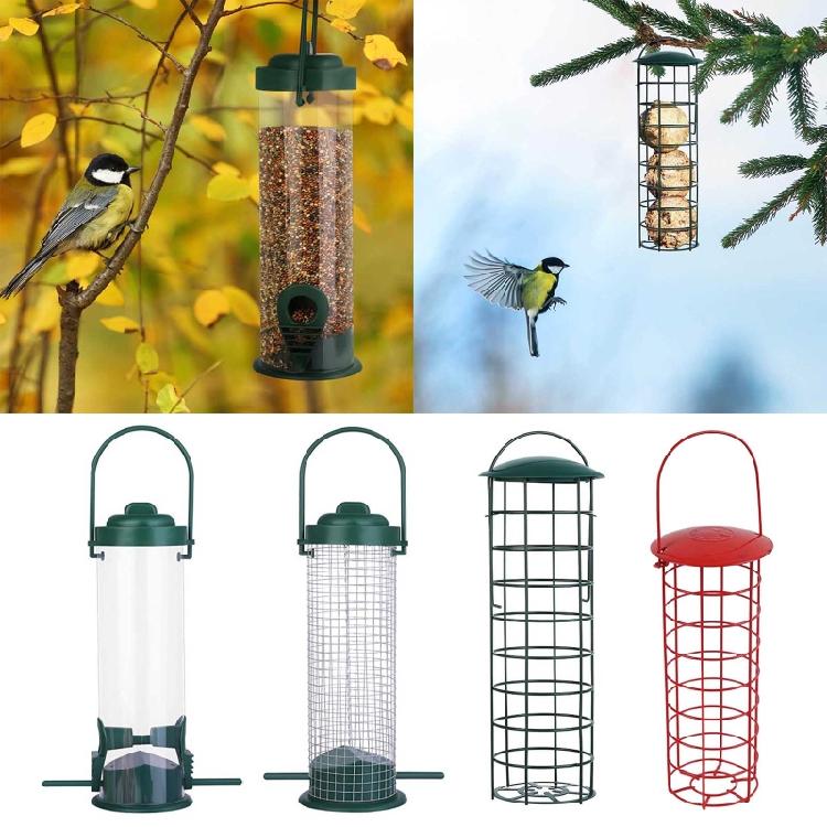 Hanging Wild Bird Feeder Clear Tube Suet Metal Bird Feeders for Outdoor Garden