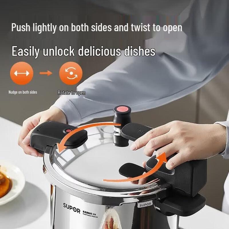 SUPOR 5L 304 Stainless Steel Pressure Cooker with Standable Lid