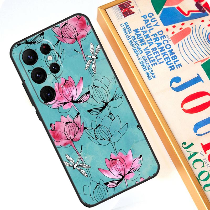 Lotus Flower Case For Samsung Galaxy S24 S23 S22 S21 Ultra Note 20 S20 FE S8 S9 S10 Note 10 Plus Cover