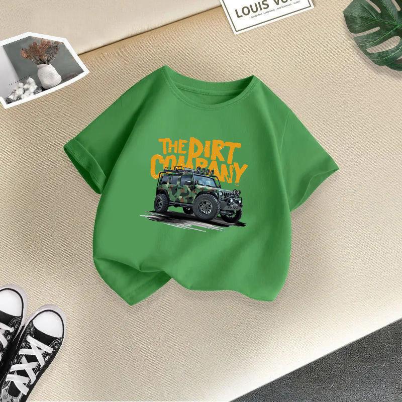 Kinder T-Shirt Rundhals Kurzarm T-Shirt Kinder 100% Baumwolle Kleidung 2-13J Auto bedrucktes T-Shirt