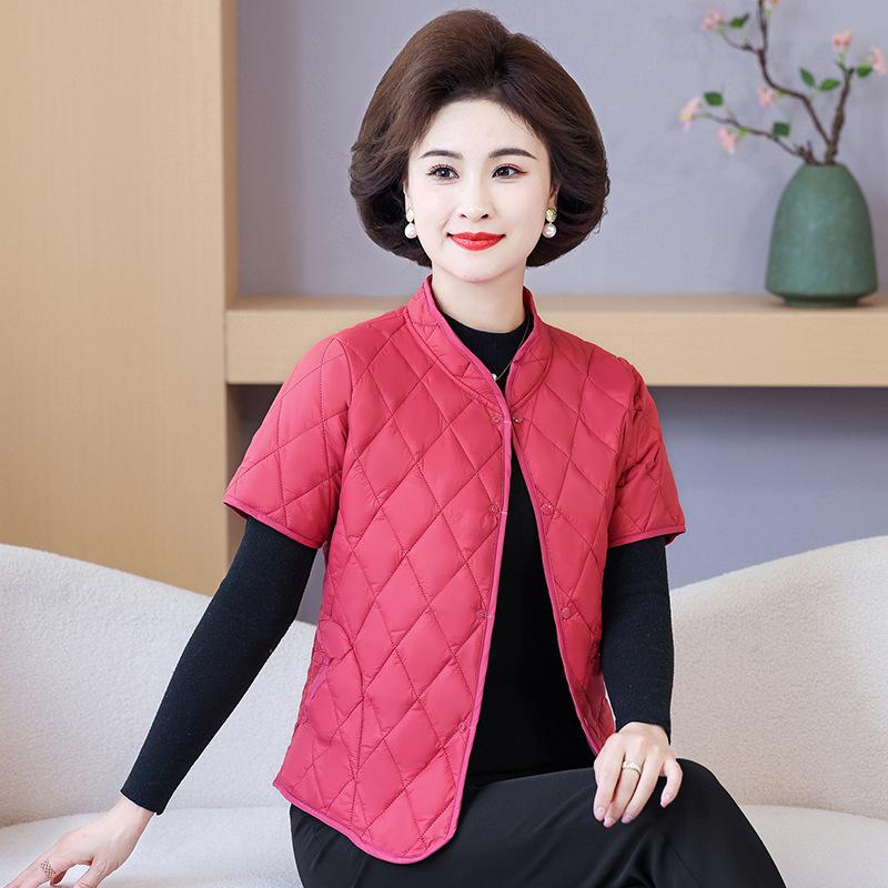 

Женский жилет Жилет из хлопка с короткими рукавами Жилет из хлопка для мам на осень и зиму Верхняя одежда из хлопка с короткими рукавами Жилет из хлопка L розы красного