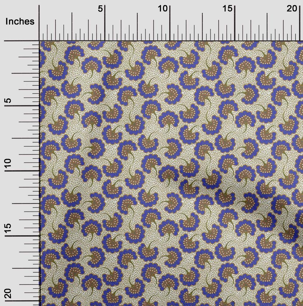oneOone Cotton Flex Indigo Blue Fabric Asian Japanese Floral DIY Clothing Quilting Fabric Print Fabric by Yard 40 Inch