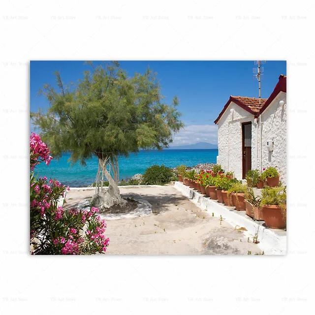 Santorini Griechenland Insel und die Ägäis Landschaft Druck Kunst Leinwand Poster Für Wohnzimmer Dekoration Heim Wandbild