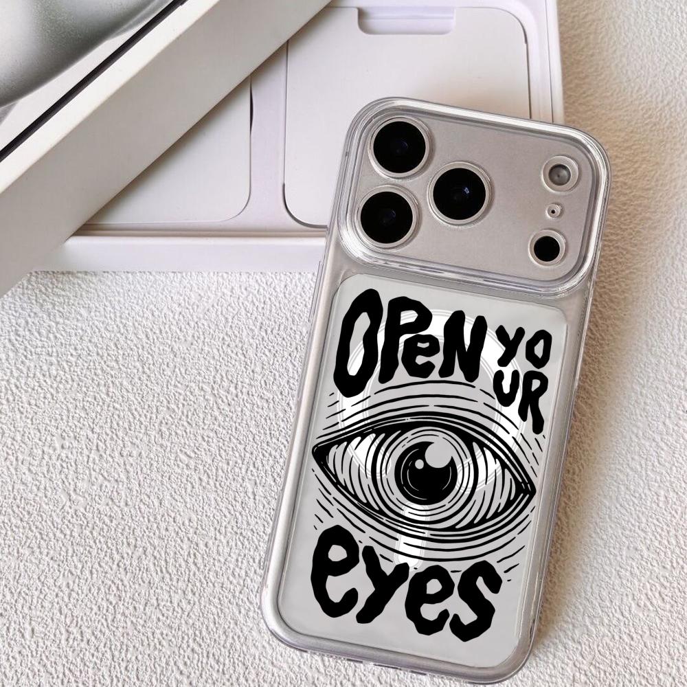 

Open Your Eyes Phone Case For iPhone 17 16 15 14 13 12 Pro Max Plus With Magnetic Crystal Clear Case Wireless Charge iPhone17