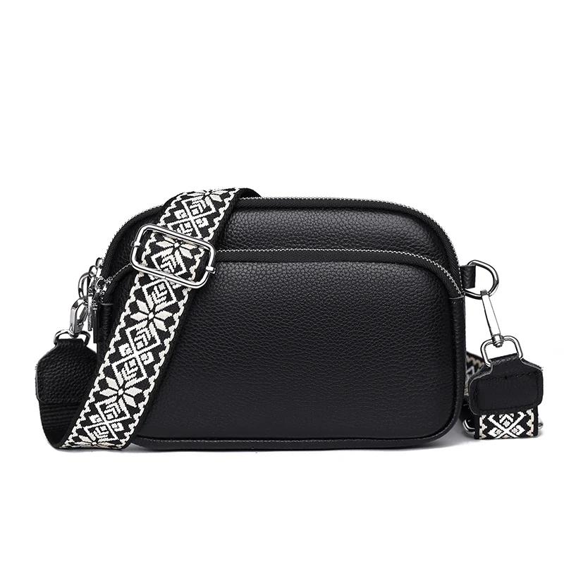 New high-quality genuine leather women's crossbody bags  shoulder luxury  solid color  cowhide  feminine messenger tote bag