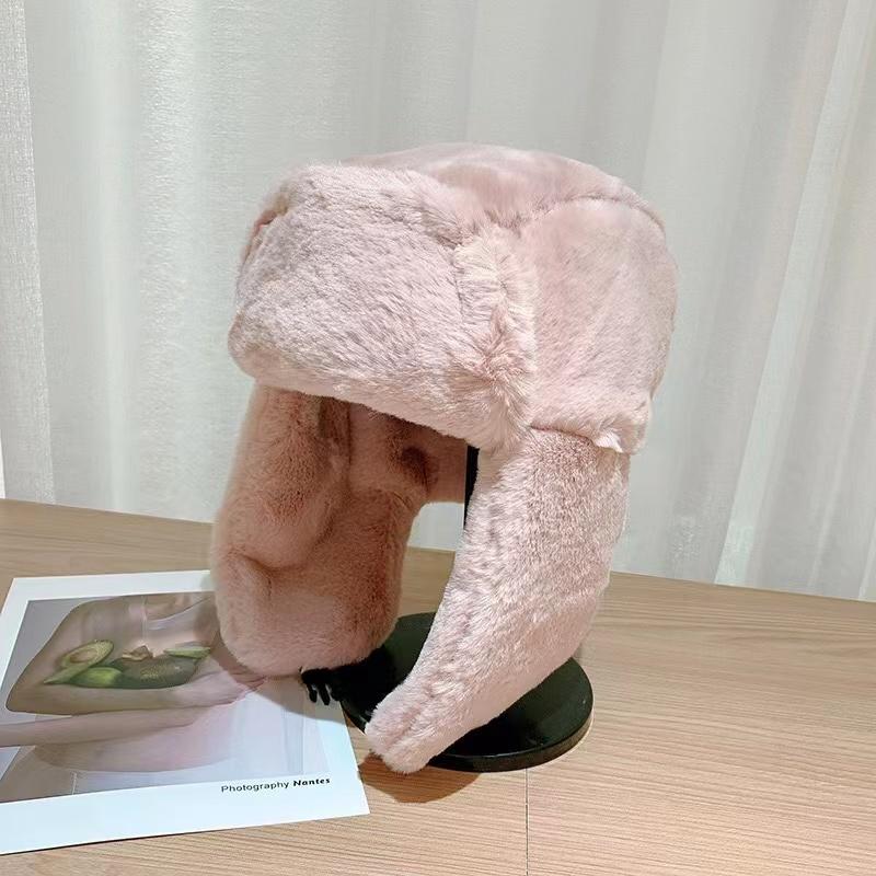Women's Winter Thick and Warm Bean Hat, Korean Fashionable Ear Mask Pilot Hat, Adjustable Fashionable Baseball Cap, Versatile Hat Decoration.