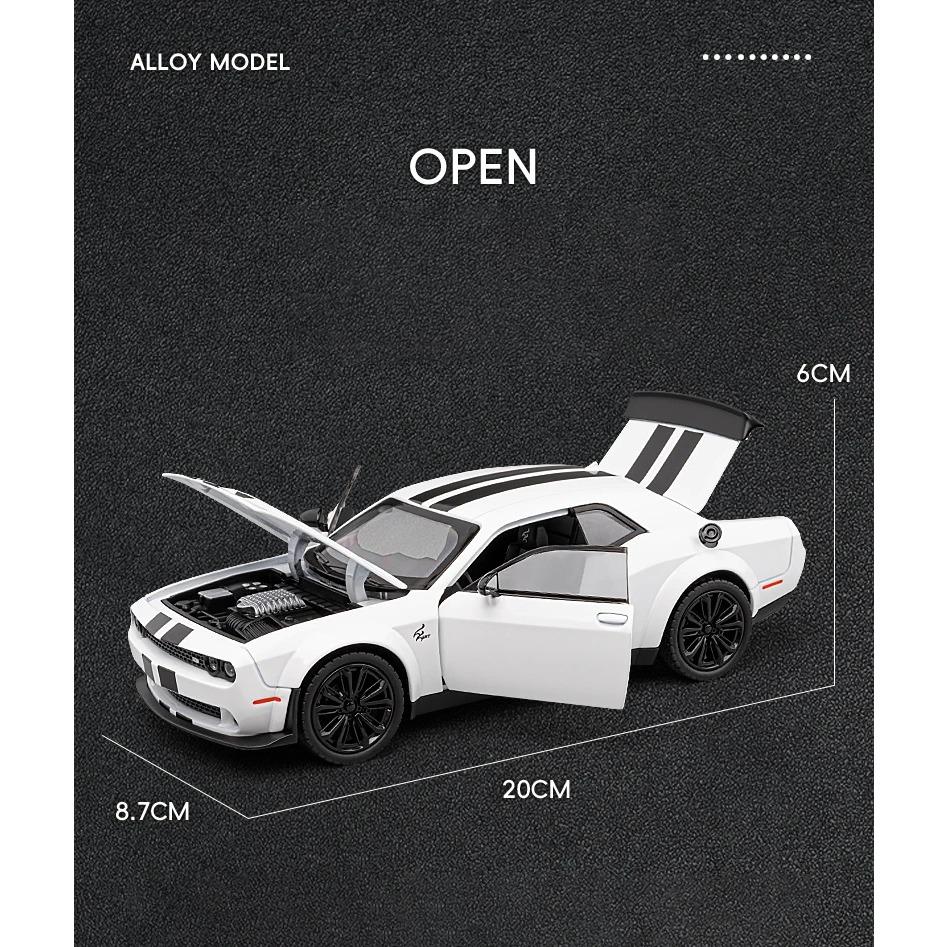 1/22 Dodge Challenger SRT Hellcat Alloy Musle Car Model Diecasts Metal Sports Car Vehicles Model Sound Light Childrens Toy Gift