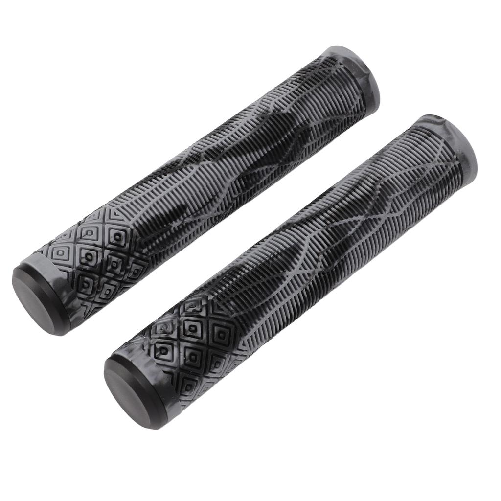 MTB Bicycle Grip 22.2mm TPE Rubber Handlebar Cover Soft Antislip Handle Grip with Lock Bar EndGray Black