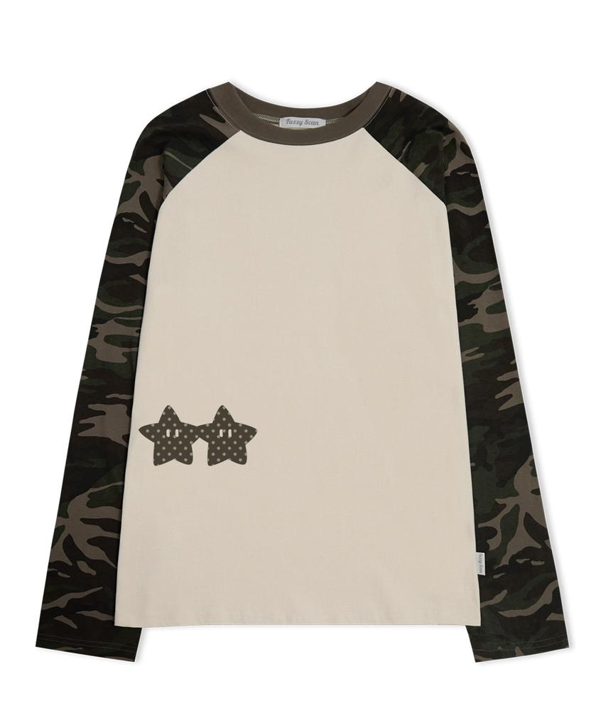 FUZZY SCAN Hold Hands Star Camo Raglan Long Sleeve 2 Colors