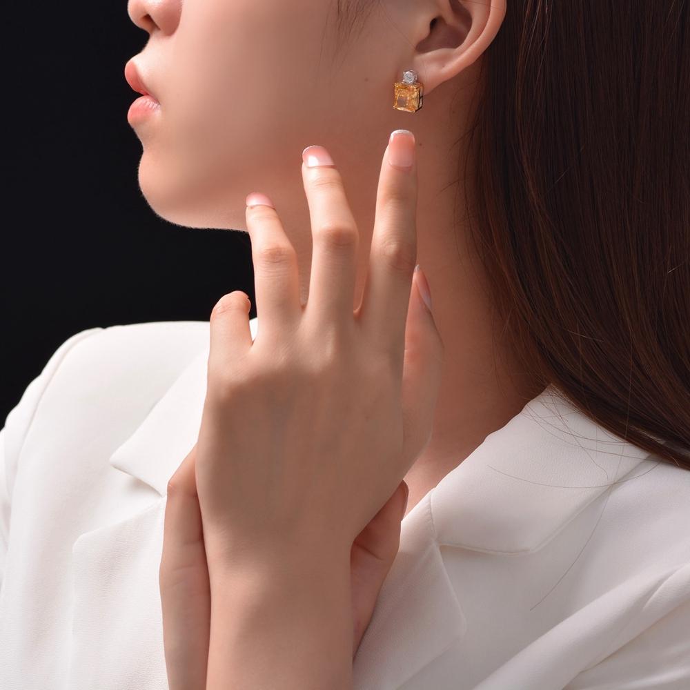 Gica Gema 925 Sterling Silver 9*10mm Zircon Stud Earrings Unique Design Romantic Fine Jewelry Wedding Party Gifts