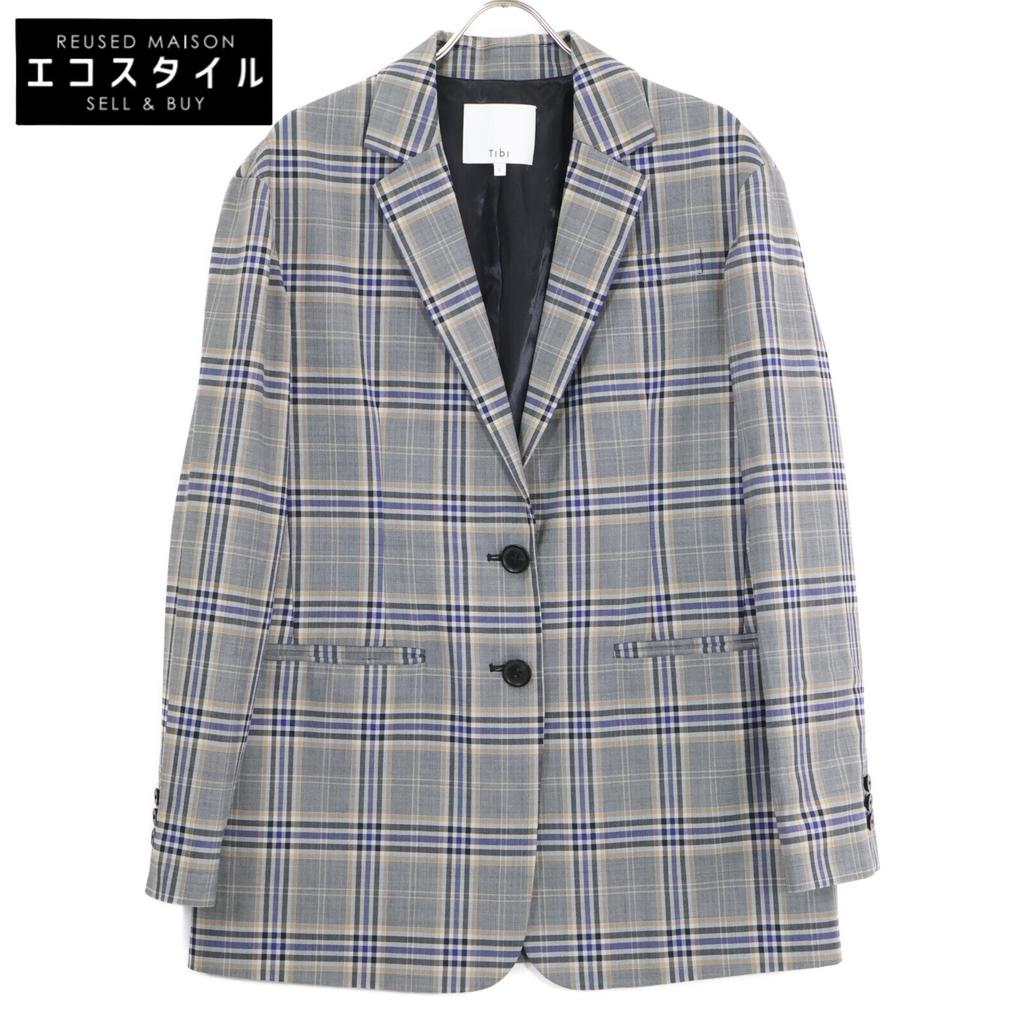tibi [Excellent Condition] 430-8250850 Oversized Checked Blazer, Checked, Oversized Tailored Jacket S grayUsed