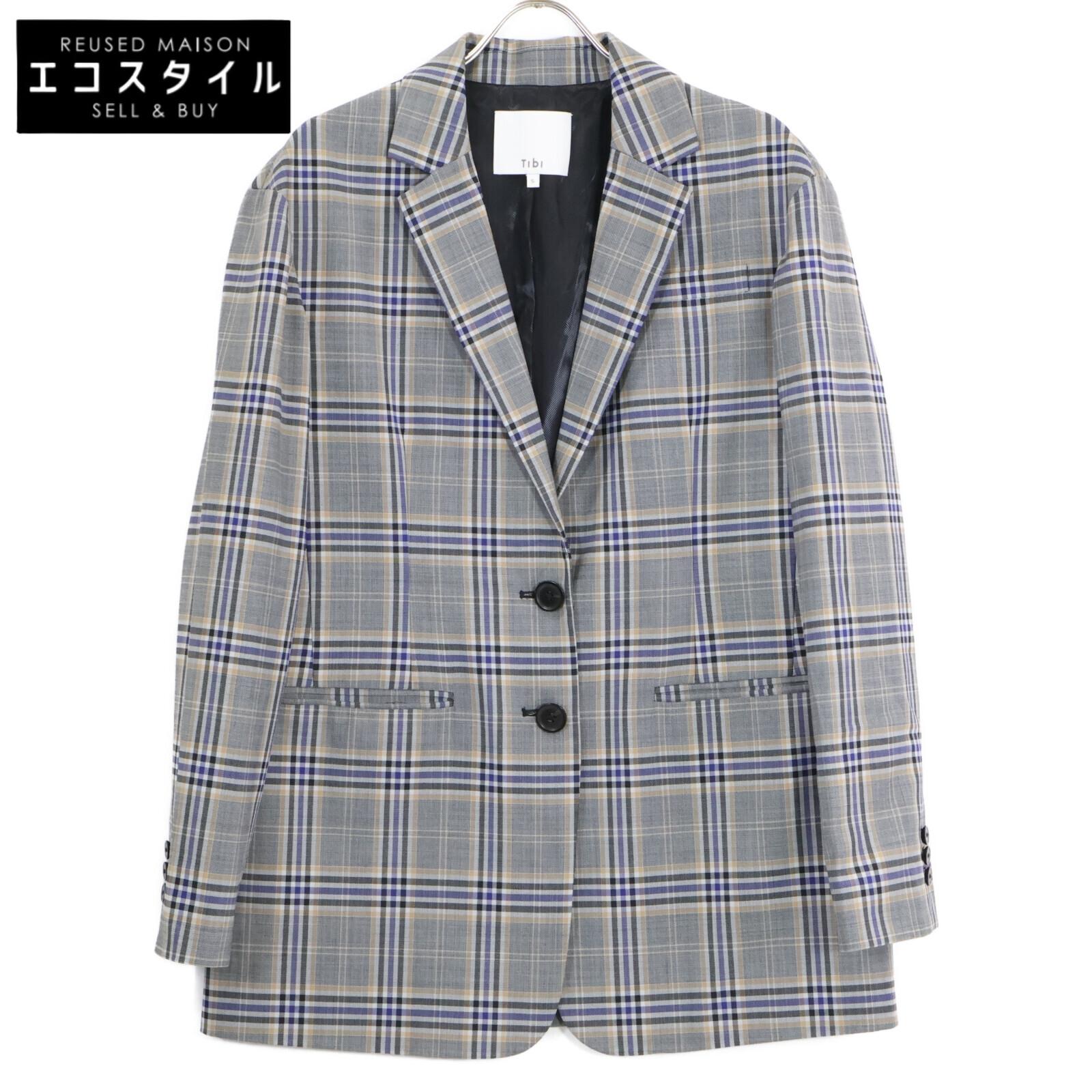 

tibi [Excellent Condition] 430-8250850 Oversized Checked Blazer, Checked, Oversized Tailored Jacket S grayUsed