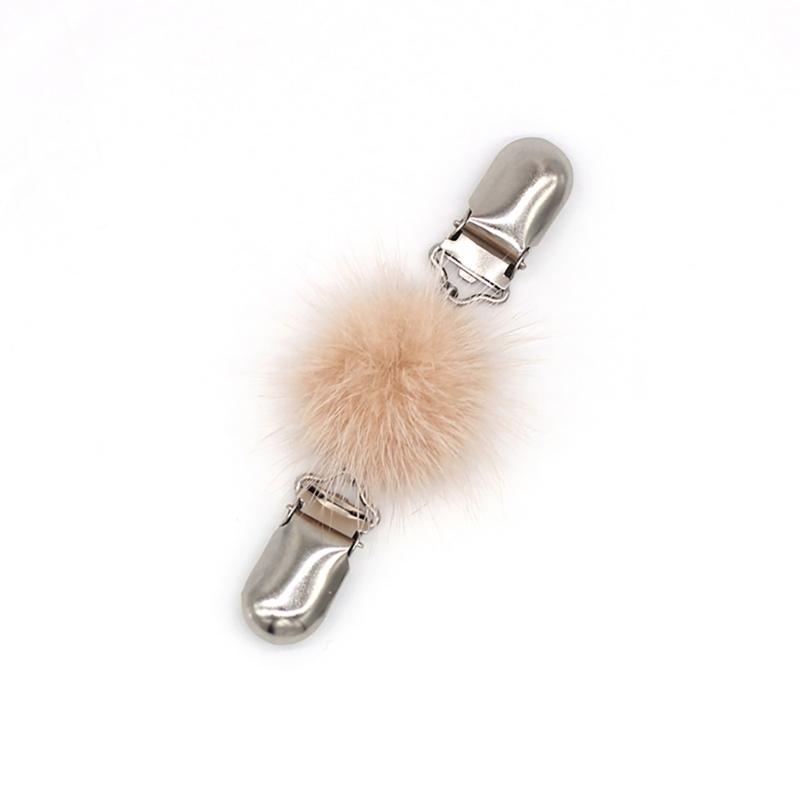 Stylish Fuzzy Sphere Embellished Shawl Clip Sturdy Neckline Clip Fastening Buckles Suitable For Various Occasions