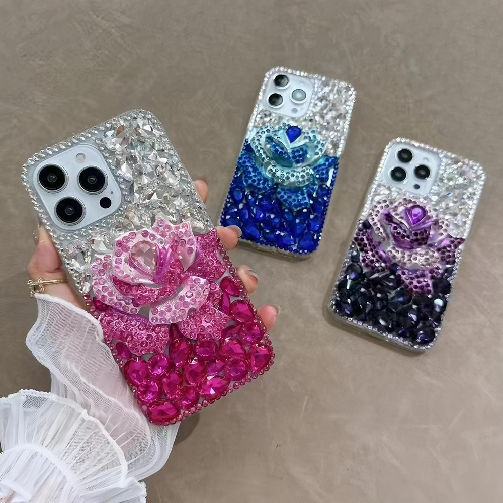 Glitzer Strass Rose Blume Handyhülle Für Google Pixel 10 9 Pro XL 9A 8 8A 7 7A 6 6A Bling Kristall Diamant Abdeckung