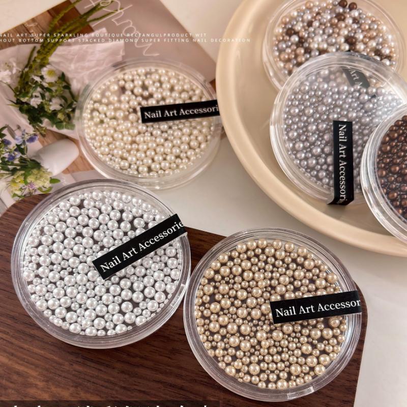 2-4mm Decorative Nail Pearls Resin Charms Stylish Beads for Creative Manicures