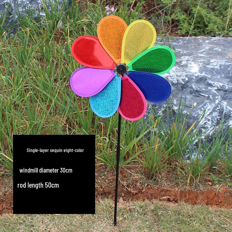Colorful Eight-Leaf Cloth Pinwheel Spinner - Ideal for Kids’ Garden or Real Estate Decor