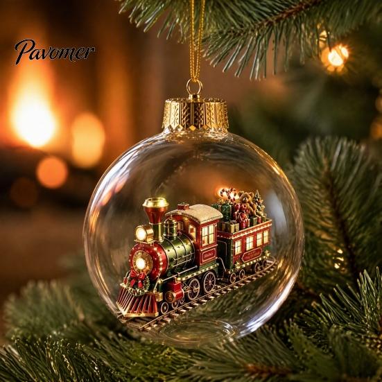 Winter Holiday Decorations Christmas Story Ornament, Acrylic Hanging Angel Santa Claus Keepsake Gifts Candy House Designs, Ball Shape Festive