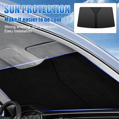 70*140cm Car Windshield Shade Universal Front Windscreen Sun Shade Sun Protection Double-Layer Window Cover Collapsible for Auto With  Storage Bag