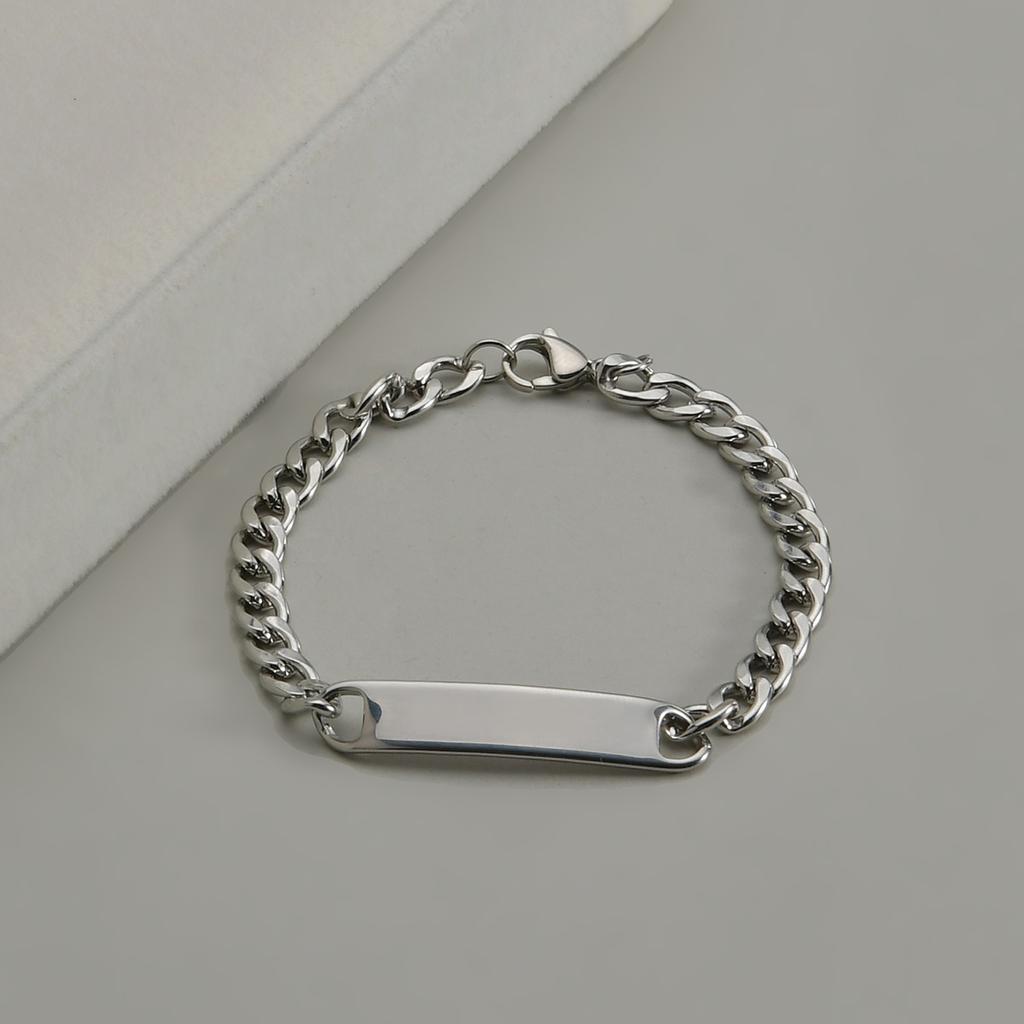 Atoztide Custom Words Name Bar Nameplate Bracelet Stainless Steel For Men Women Adjustable Link Chain Personalized Jewelry Gift