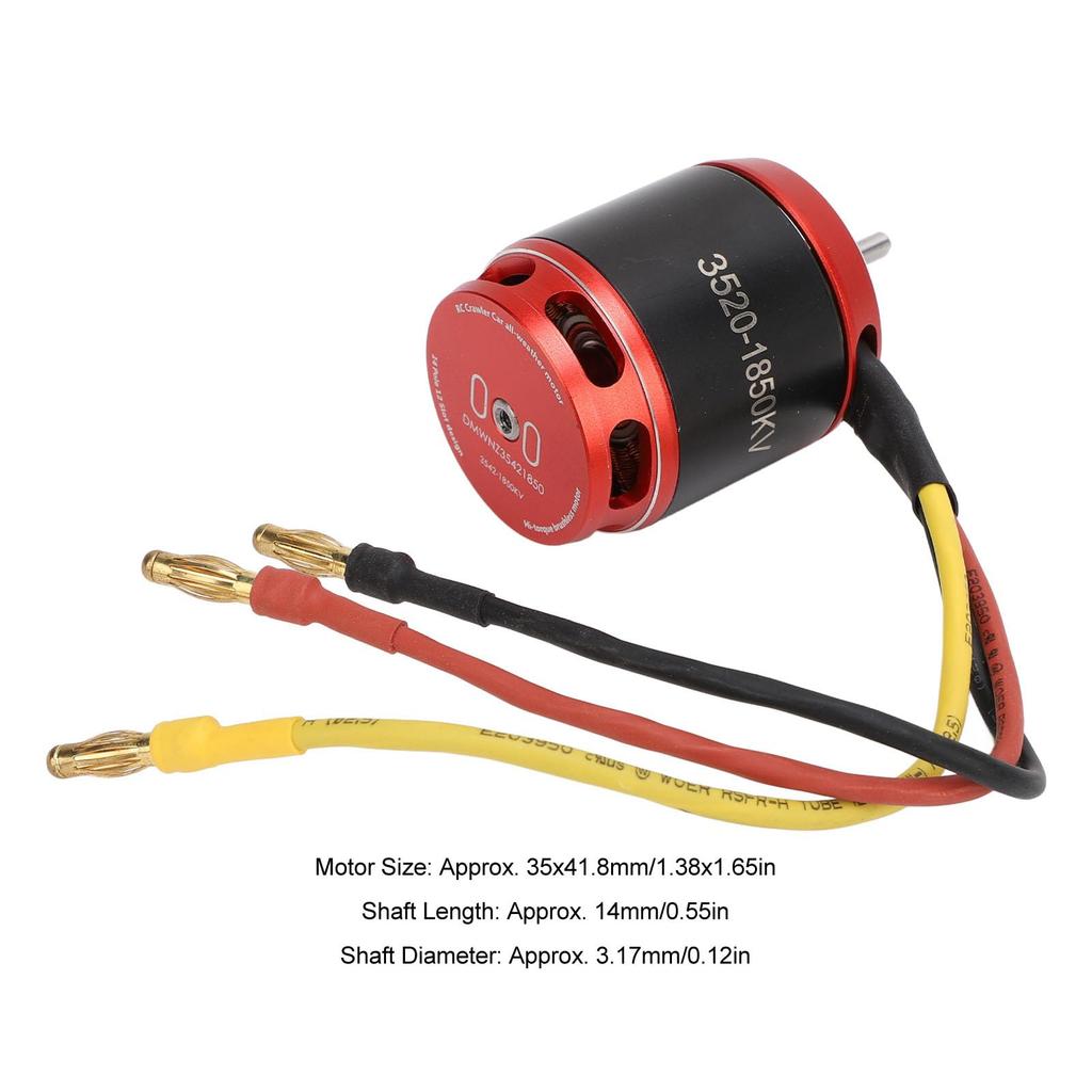 Asixxsix 1/10 RC Geared Brushless Motor Set, 1850KV, 2250KV, 3542 Outrunner Motor High Torx Rotor 14 Pole 12 Slot, RC Accessory Axle SCX10 (1850KV)
