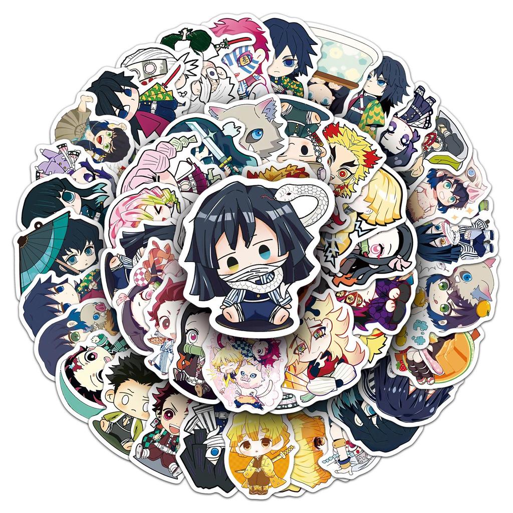 50pcs Cute Demon Slayer Stickers: Q-Version Japanese Anime Characters Nezuko Graffiti for Journals and Storage Boxes