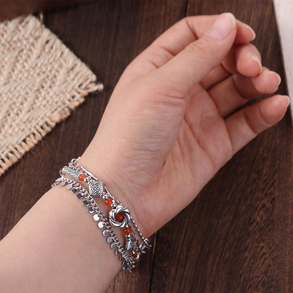 Tassel Retro Multilayer Bracelet Delicate Beads Bangles Vintage Ethnic Style Bracelet  Lady