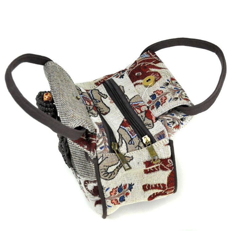 Women Linen Casual Handbag High Quality Travel Shoulder Bag Shopper Tote Purse Female Large Capacity National Design Bolso Mujer