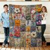 Couverture Flottée Patchwork Floral Douce Confortable Couvertures Sieste Voyage