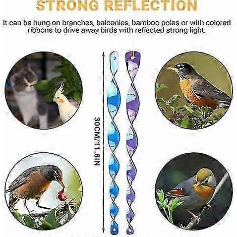 Bird Scarecrow Wind Spiral - 12 Pieces Bird Repellent Reflective Rotating Repellers In 6 Colors (30CM)