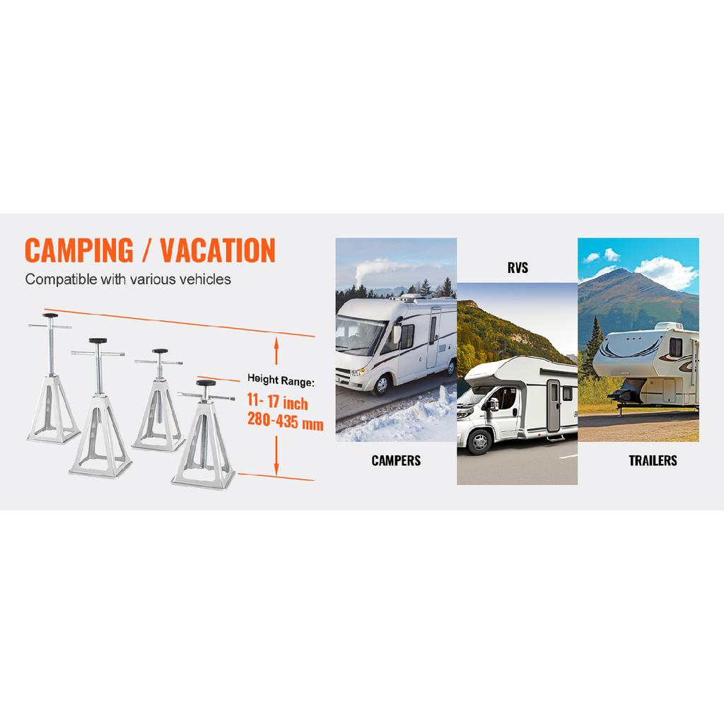 SucceBuy Stabilizační podpěry 4 ks Hliníkové vyrovnávací podpěry pro obytné vozy Stohovatelné podpěry pro RV Travel Trailer Camper Jednošroubová podpěra 6000 Lbs