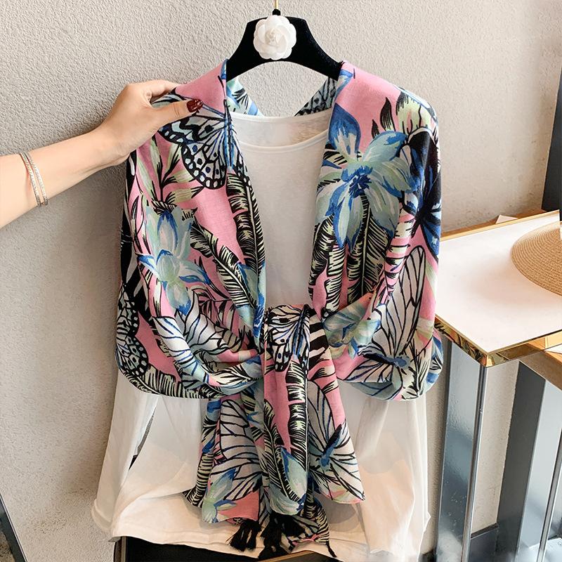 Spring and summer new fashion printed scarf travel sunscreen silk scarf high sense versatile light luxury women's scarf