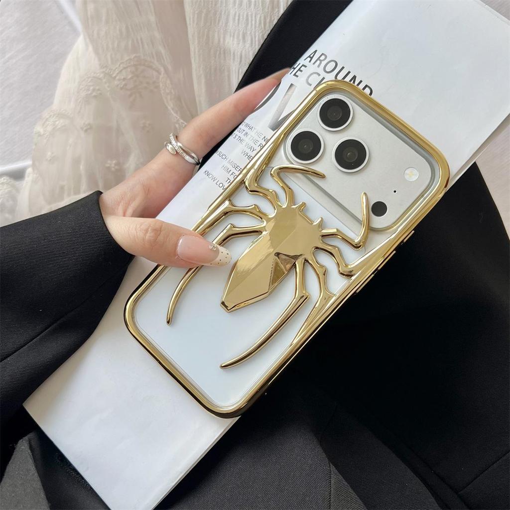 Electroplated Spider Design iPhone 14/13/12 Pro Max Anti-fall Case