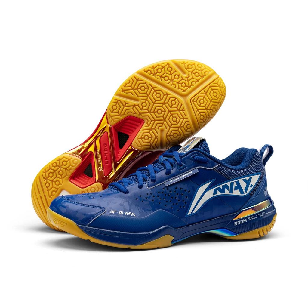 Li Ning Textil, Synthetikleder Rutschfest Abriebfest Niedrig geschnitten Badminton Schuhe Unisex Blau Rot AYAU005-2