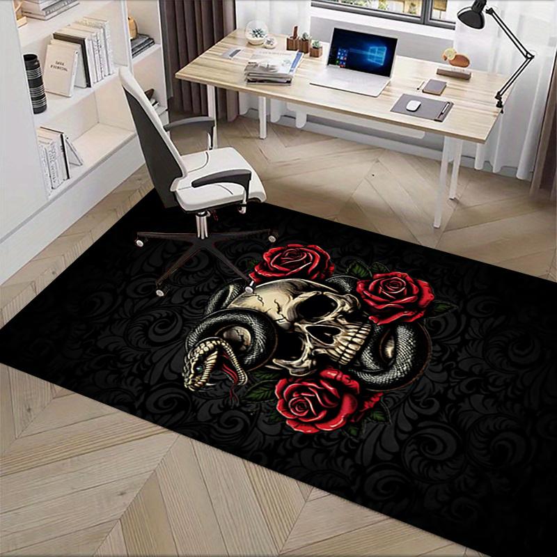 Stuhlmatte: Gotischer Schlangen- und Totenkopf-Büroteppich, Große Größe, Heimdekoration, Sofateppich, Geschenk für Büro oder Schlafzimmer
