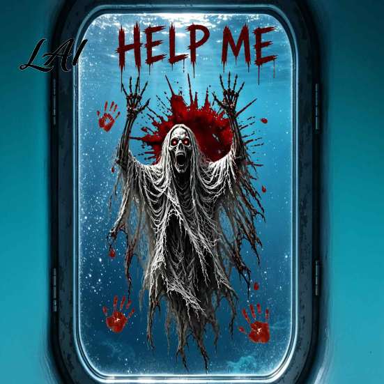 Interior Exterior Window Decorations Halloween Static Clings Skeleton Ghost Wall Sticker with Blood Reusable PVC Film Handprints Scary Decor
