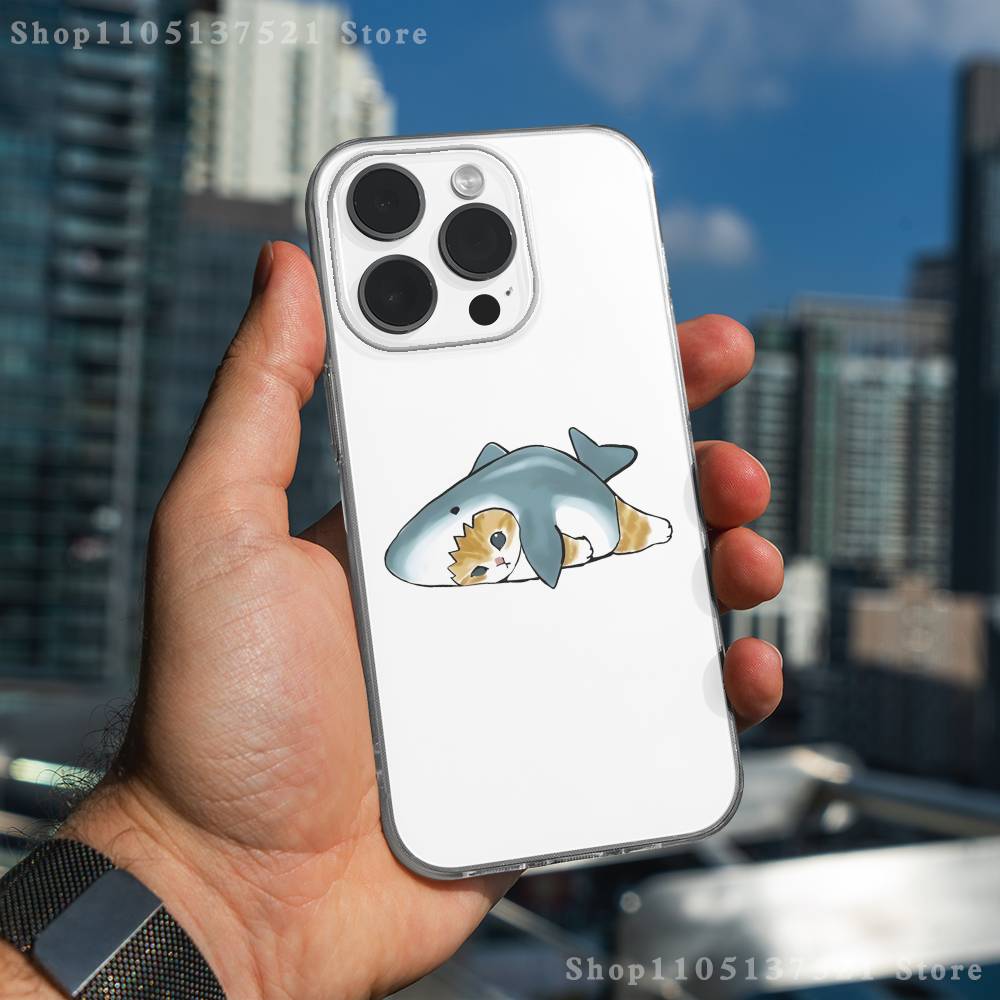 

Cute Cat Shark Phone Case iPhone17 16 15 14 13 12 11 Pro Max Plus Mini Clear Full Back Cover Silicone Soft Shell iPhone13mini