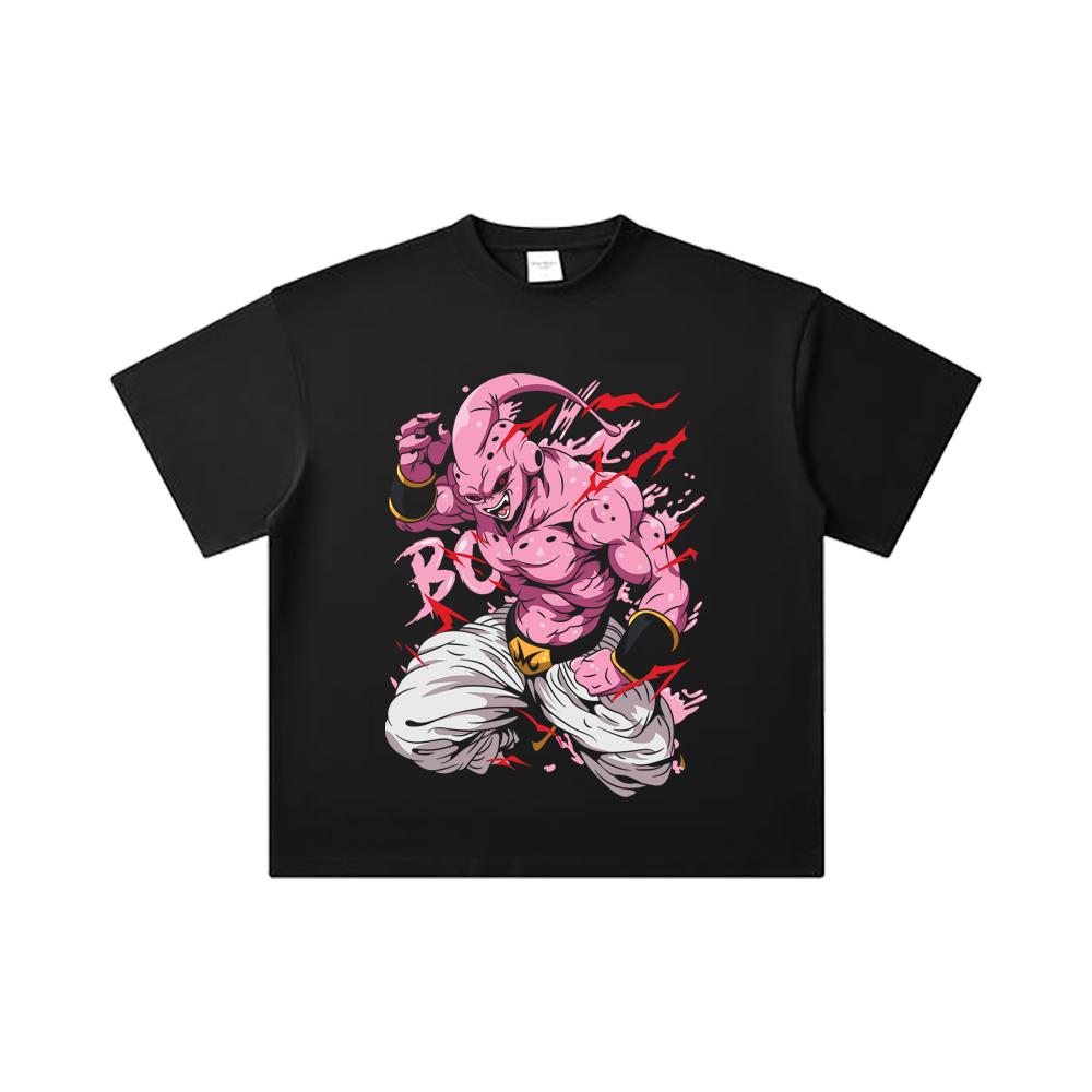 260 GSM Double Yarn 32 Count 100% Cotton Dragon Ball V13 Majin Buu Print Unisex Heavy Cotton T Shirt