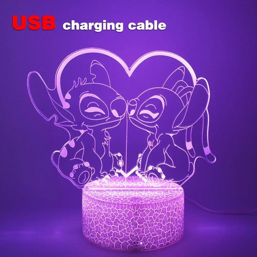 Led Cute Touch Lamp Anime Stitch Gaming Bedroom Decoration Usb Night Lights Kids Birthday Personalized Gift Aesthetic Room Decor