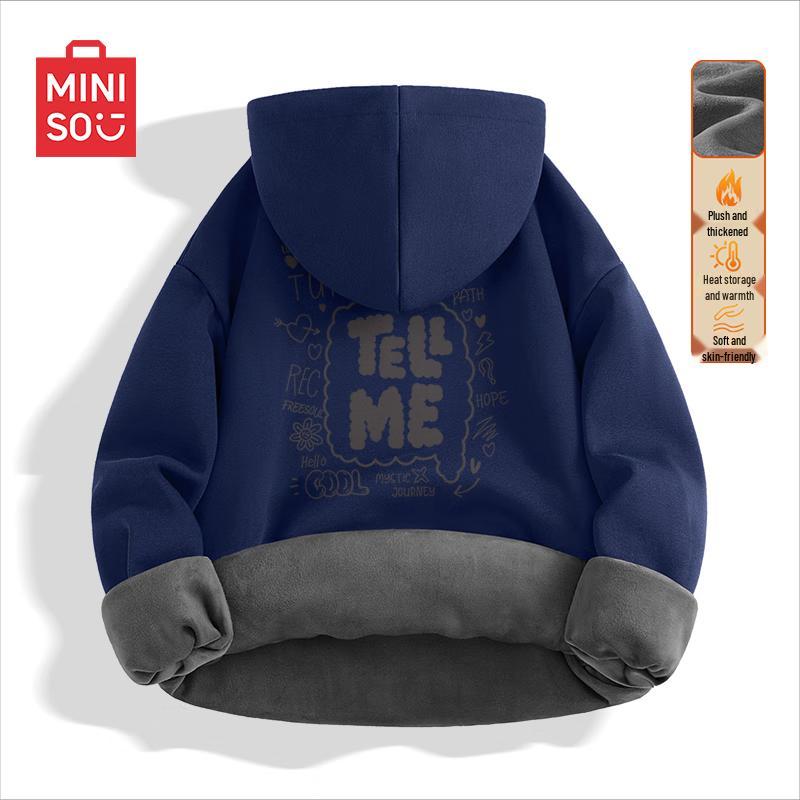 MINISO Men s Fleece-Lined Half-Zip Hooded Sweatshirt 3XL