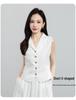 Xin Ge Stylish Black Sleeveless Suit Vest & Pleated Linen Skirt Set