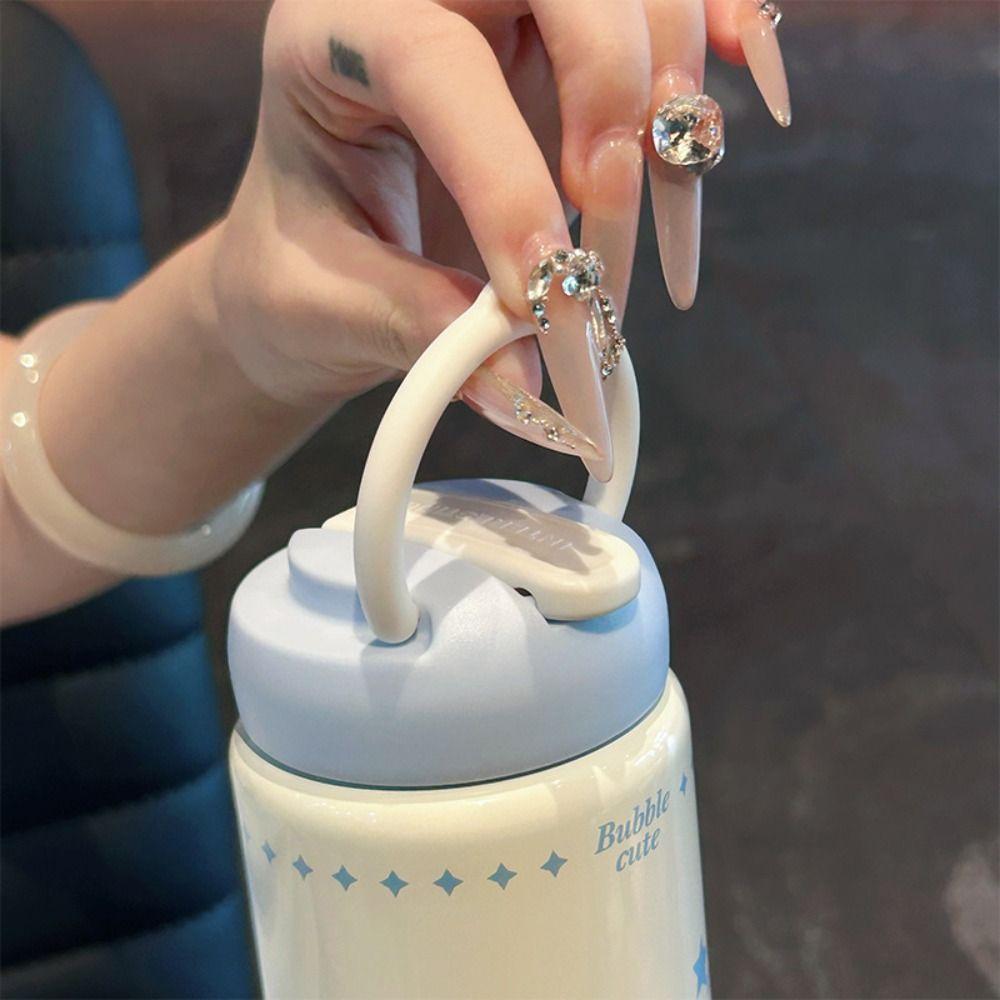 Cartoon 260ml Insulated Cup with Straw Leak-proof Water Bottle Mini Stainless Steel Coffee Cup Travel