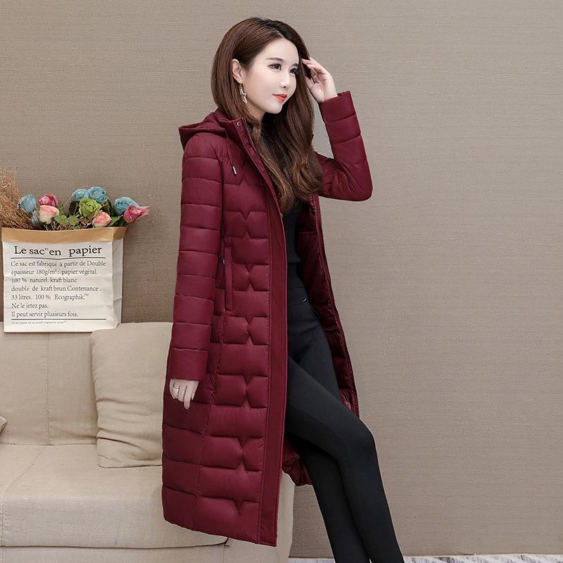 Winter Large Size Knee Long Down Cotton Clothes Thickened Mother Clothes Slim Cotton Clothes Jacket Warm Thickened Warm