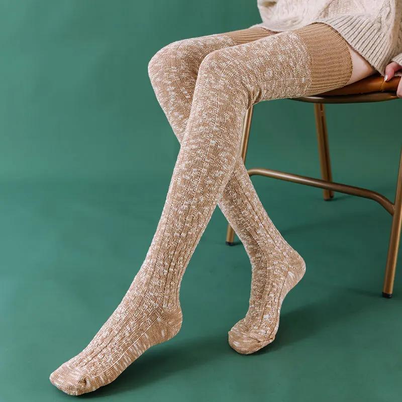 Calzini da donna sopra il ginocchio Calze Calde Invernali da Donna Ragazze Neri Lunghi fino alla coscia Lavorati a Maglia Cotone Spessi Nuovi Accoglienti