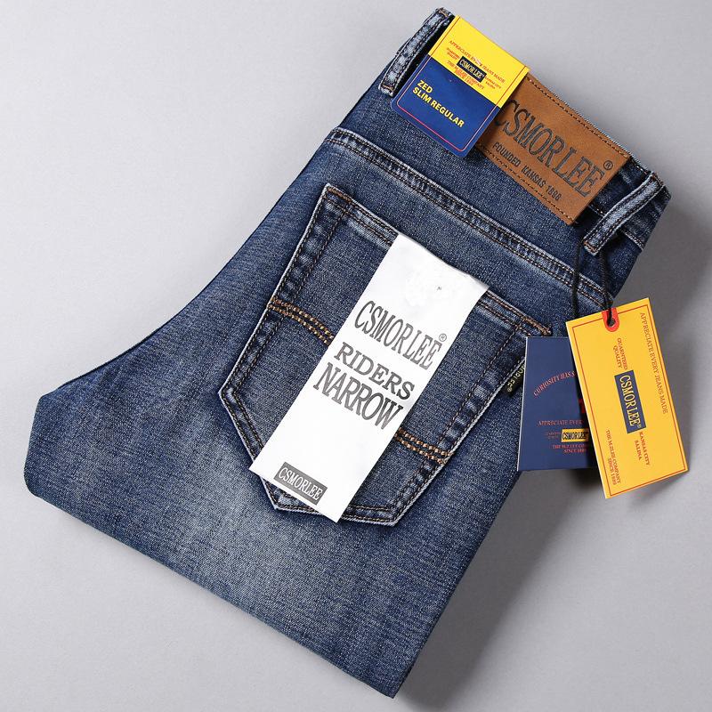 Little red horse Jeans Heren Recht Los Elastisch Slank Lente- en Herfstmodellen Nostalgie Lange Broek Heren Tijbroek 30