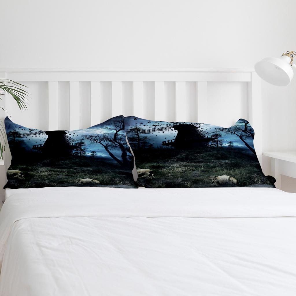 Gothic Windmill Bird Skull Head Branches Horror Bedding Set 3pcs Duvet Cover Pillowcase Quilt Cover Double Bed Set Home Textile