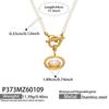 Elegant 18k Gold-Plated Stainless Steel Necklace with Imitation Pearl Beads and OT Clasp
