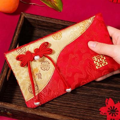 Blessing Words Wedding Hongbao Embroidery Red Pockets Exquisite Brocade Red Envelop  Birthday Party